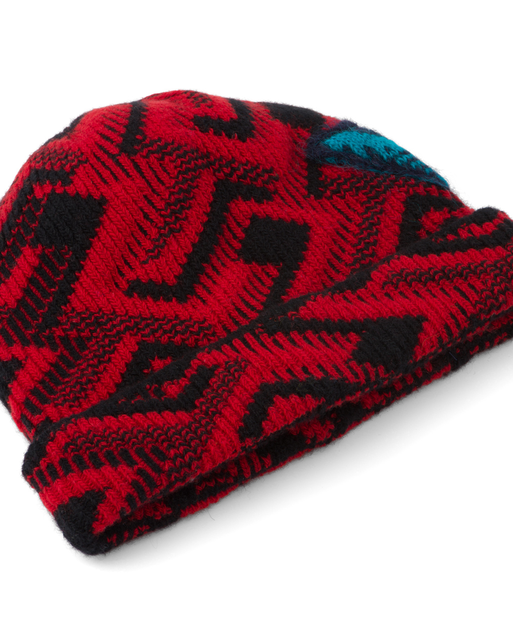 Prada Wool And Cashmere Jacquard Beanie Svarte Rød | 431-FKLTWQ