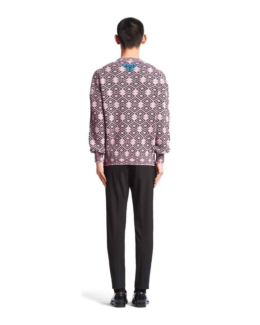 Prada Wool And Cashmere Jacquard Crew-neck Genser Rosa Svarte | BIVSQY349