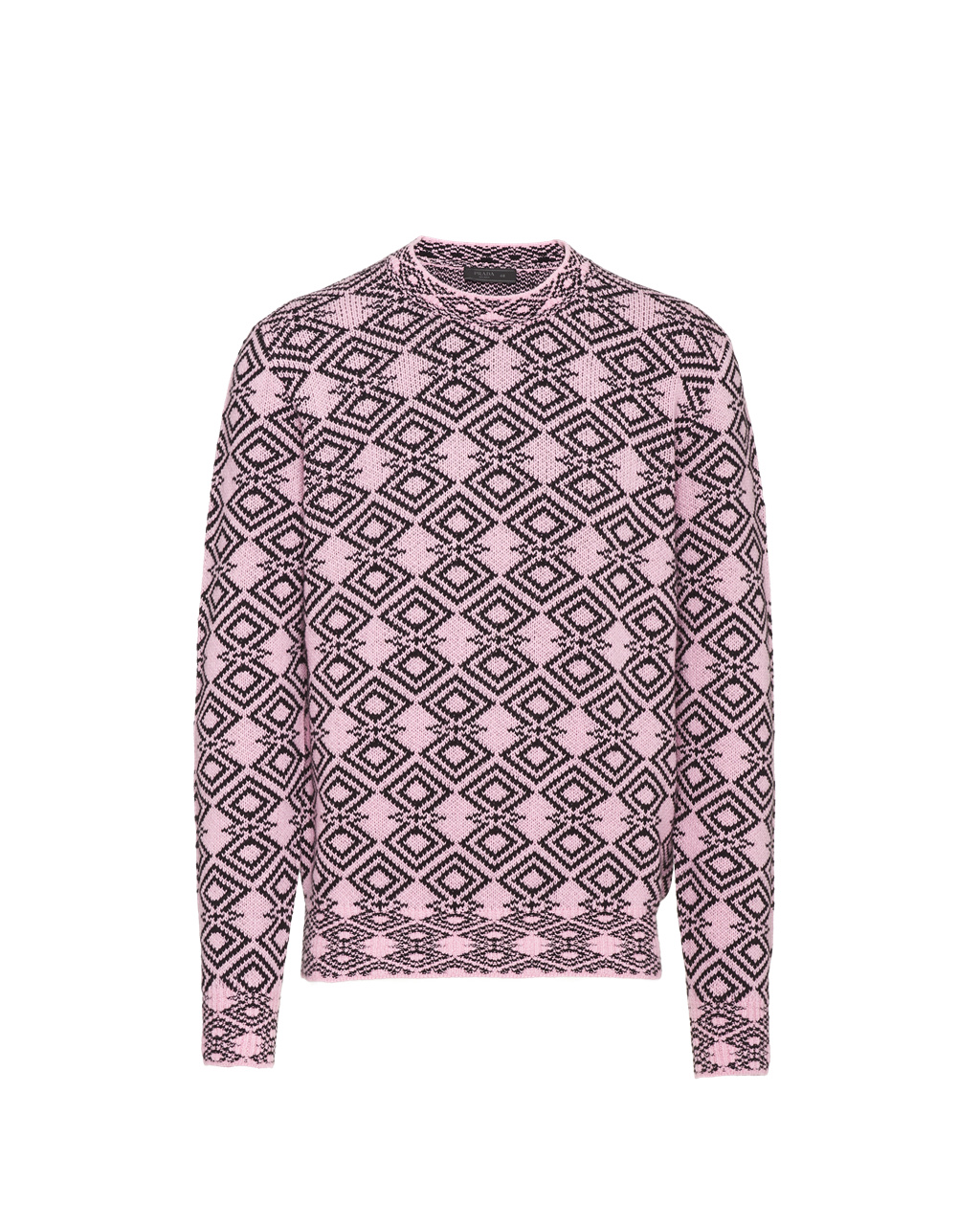 Prada Wool And Cashmere Jacquard Crew-neck Genser Rosa Svarte | BIVSQY349