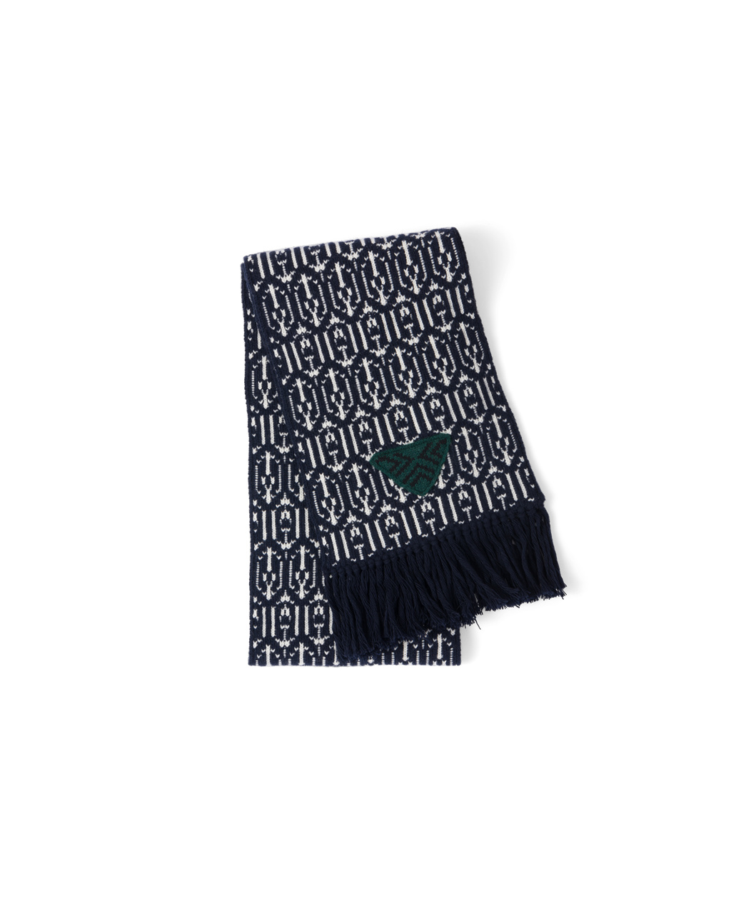 Prada Wool And Cashmere Jacquard Scarf Marineblå | 019-YKBMDO