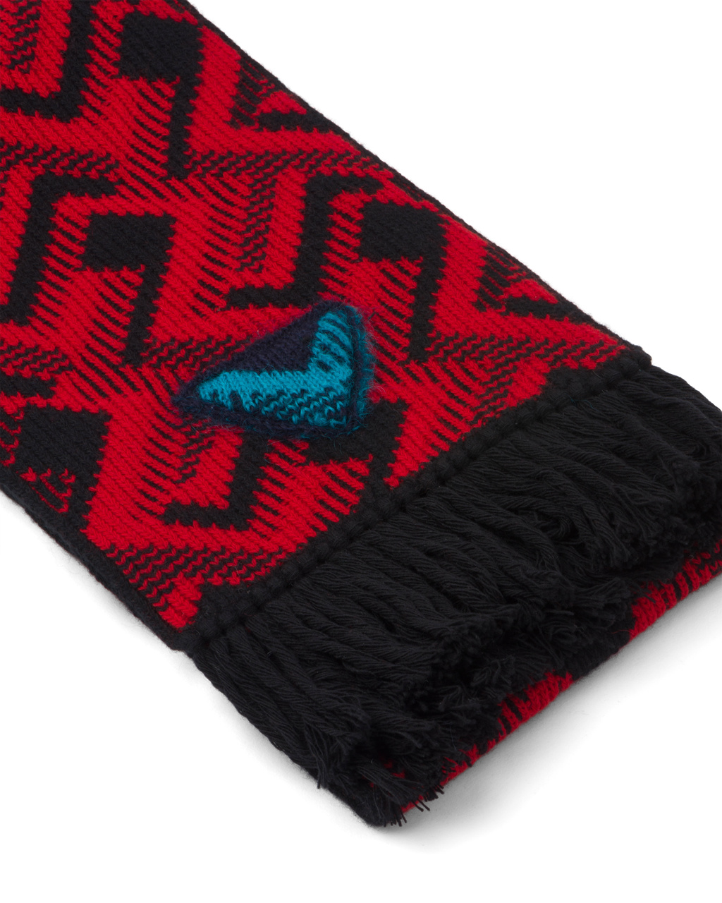 Prada Wool And Cashmere Jacquard Scarf Svarte Rød | 078-FSPDQV