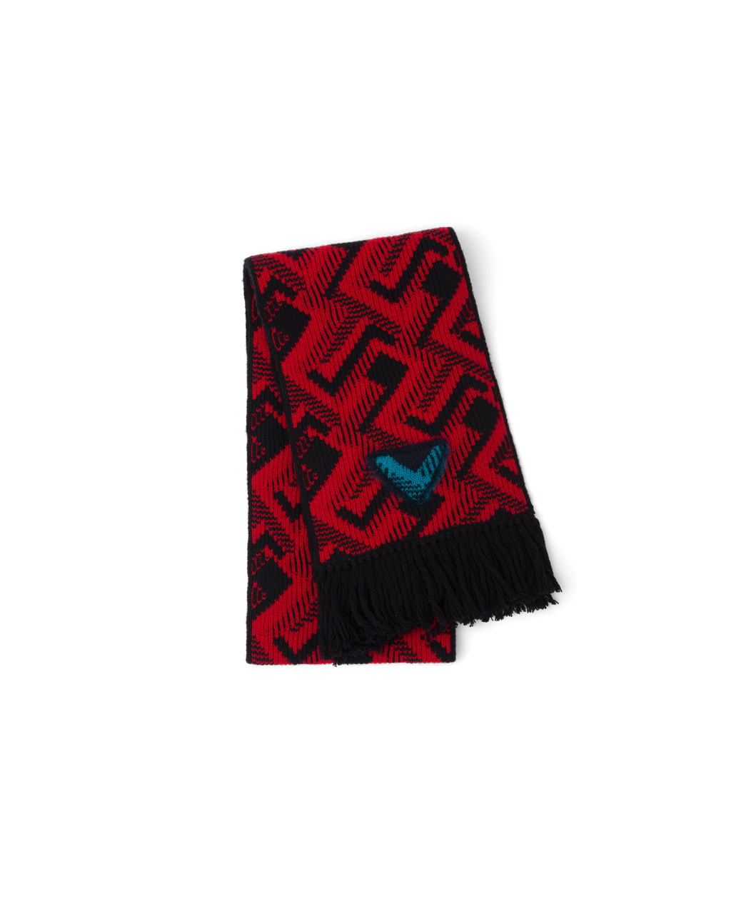 Prada Wool And Cashmere Jacquard Scarf Svarte Rød | 078-FSPDQV