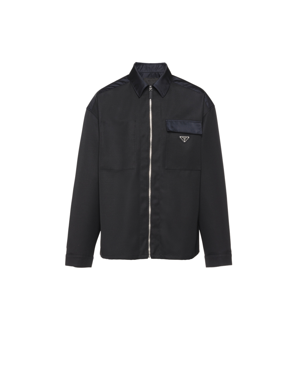 Prada Wool And Re-nylon Shirt Svarte | 624-ZEJCAX