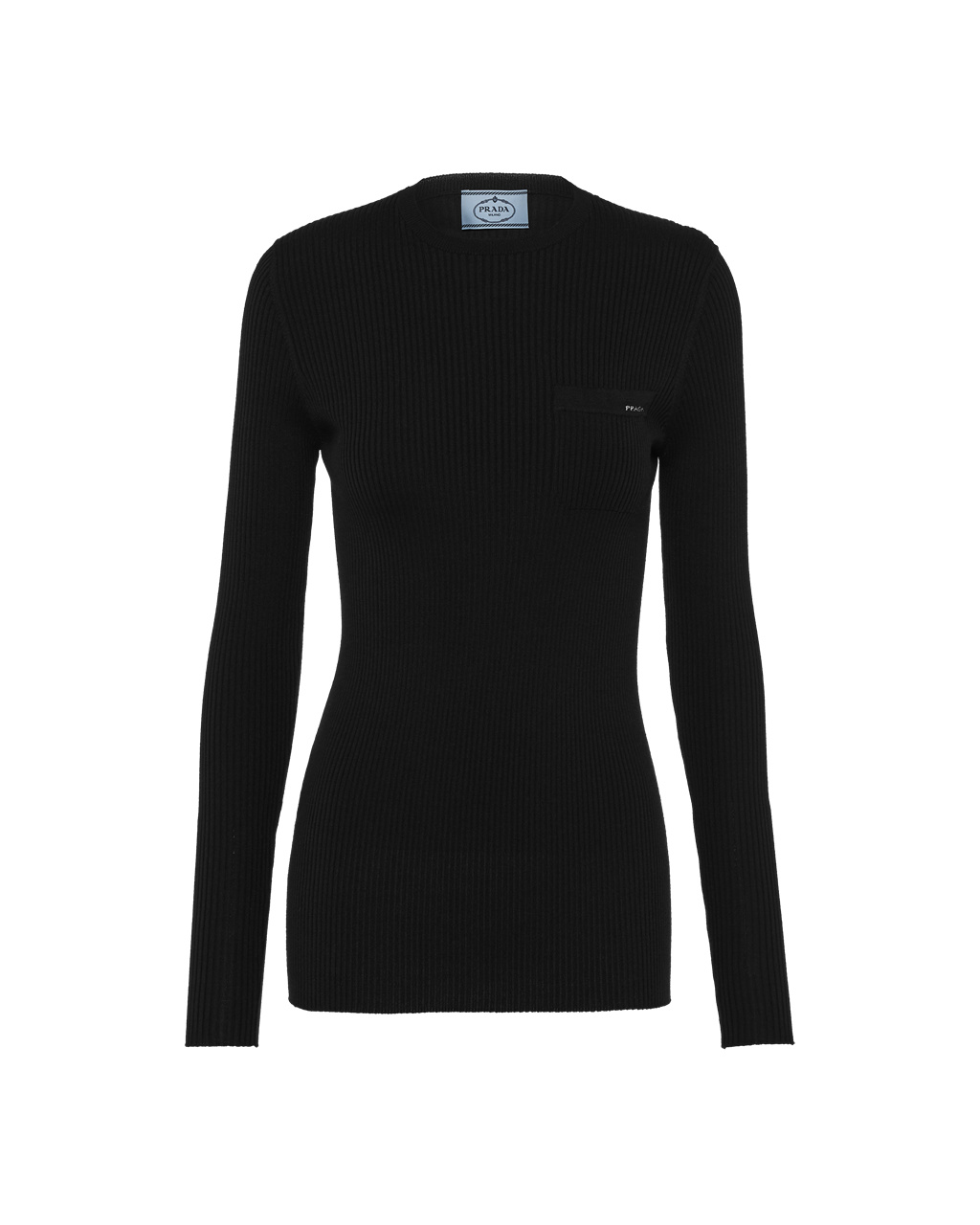 Prada Wool And Silk Crew-neck Genser Svarte | GLSYAD207