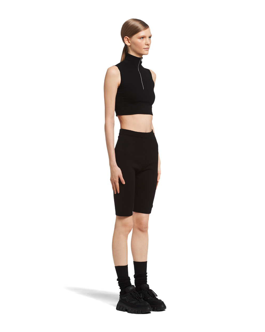 Prada Wool And Viscose Turtleneck Crop Top Svarte | JBKUAC851