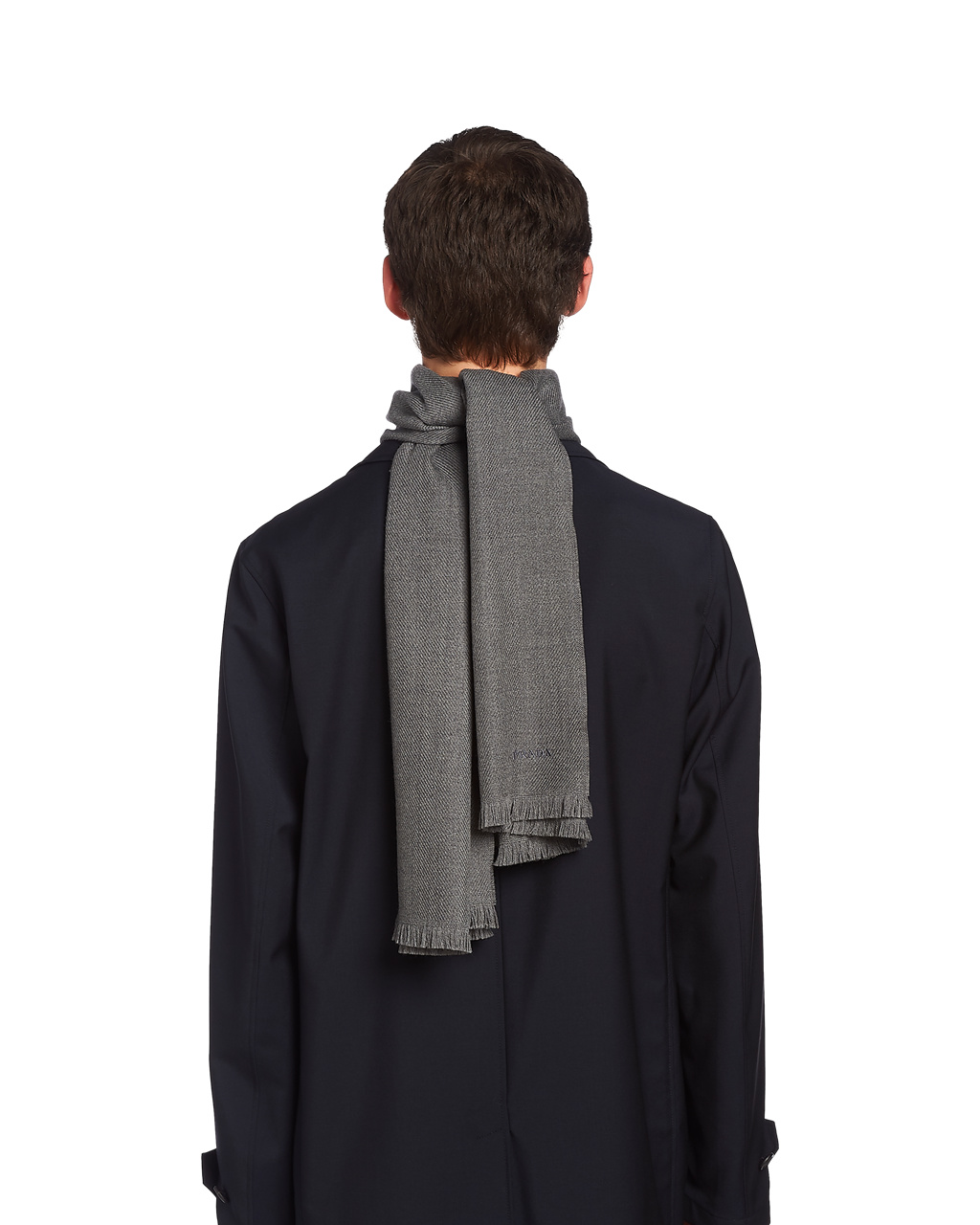 Prada Wool Twill Scarf Slate Gray | 075-RJUMYV