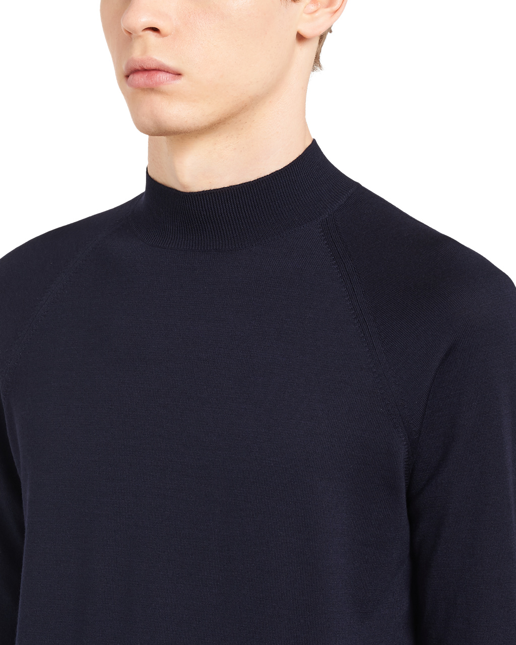 Prada Worsted Wool Turtleneck Genser Marineblå | AJRPIS769