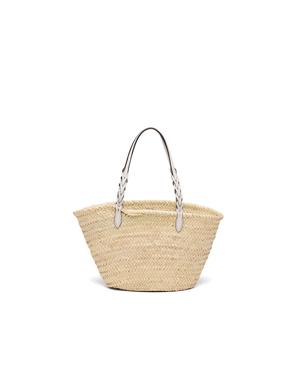 Prada Woven Palm And Lær Tote Hvite | FZGQDY189