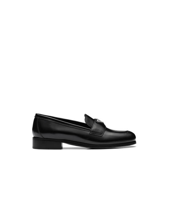 Prada Brushed Lær Loafers Svarte | 172-EDTZUY