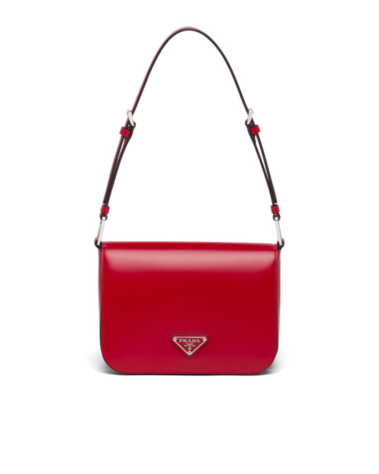 Prada Brushed Lær Shoulder Bag Scarlet | 356-SYQPNZ