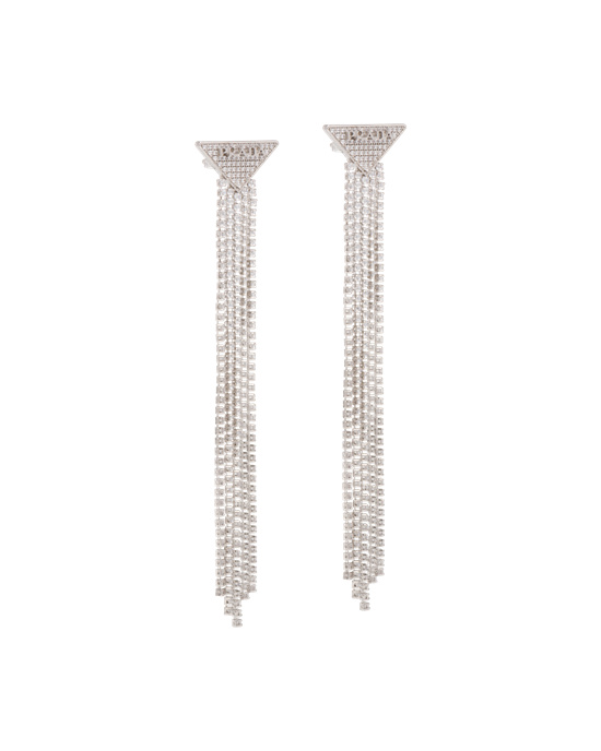 Prada Crystal Logo Jewels Zirconia Earrings Crystal | XDSNWR814