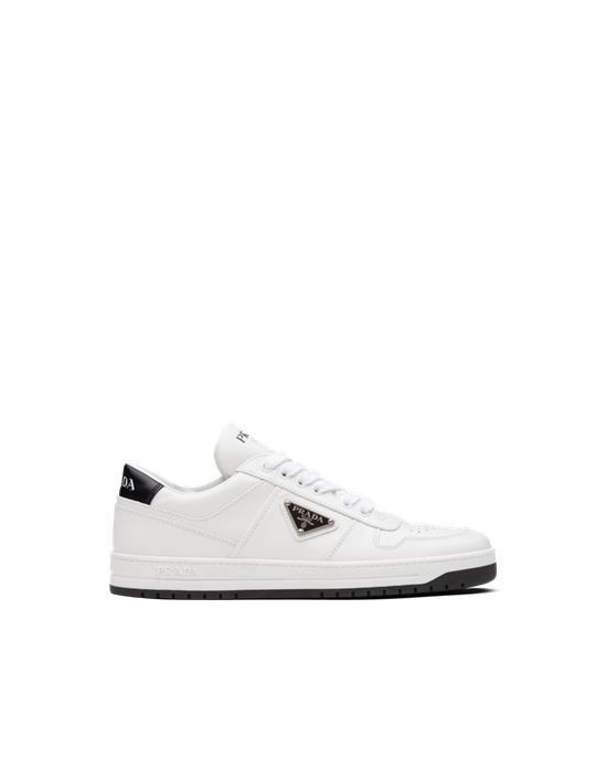 Prada Downtown Perforated Lær Sneakers Hvite Svarte | SRMZCO326