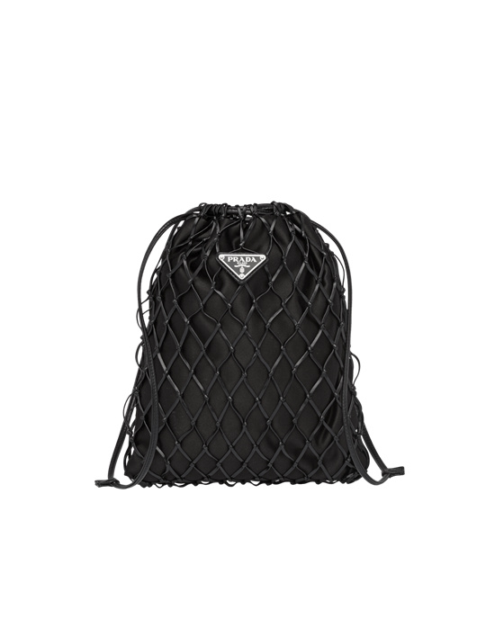 Prada Fabric Mesh Bag Svarte | 170-ACOIKL