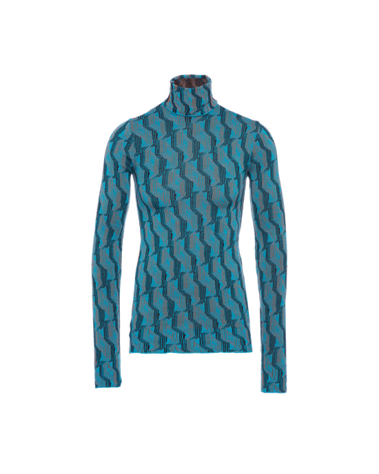 Prada Jacquard Superfine Wool Turtleneck Genser Turkis | JDEYNF973