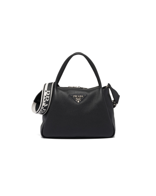 Prada Large Lær Handbag Svarte | 839-RBSXYG