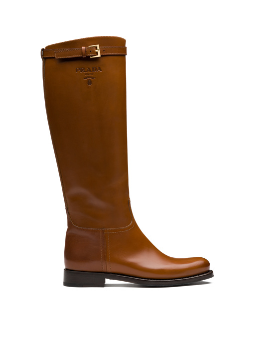 Prada Lær Boots Cognac | 719-DYBLOC