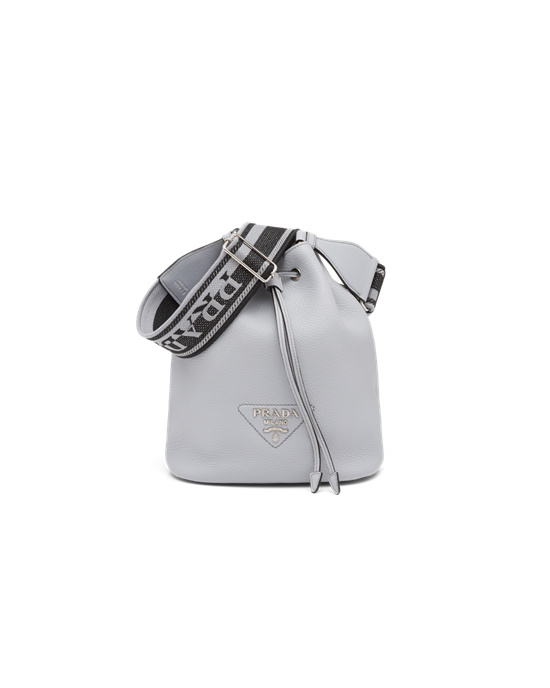 Prada Lær Bucket Bag Cornflower | 681-UOZEDY