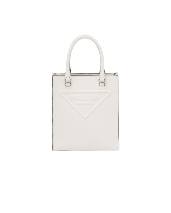 Prada Lær Handbag Hvite | TPCZJO861