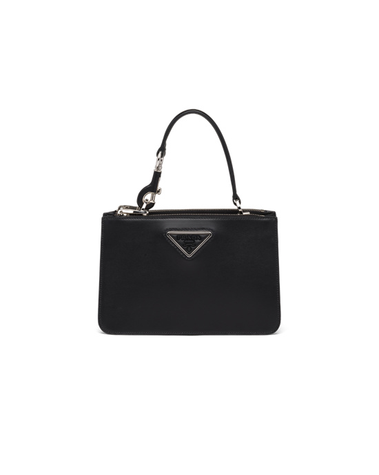 Prada Lær Handbag Svarte | XVRWDC892