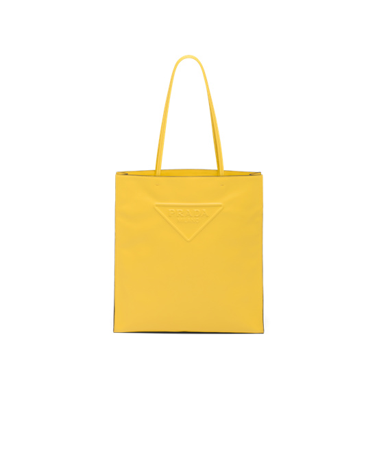 Prada Lær Tote Bag Gul | RDTVNB124