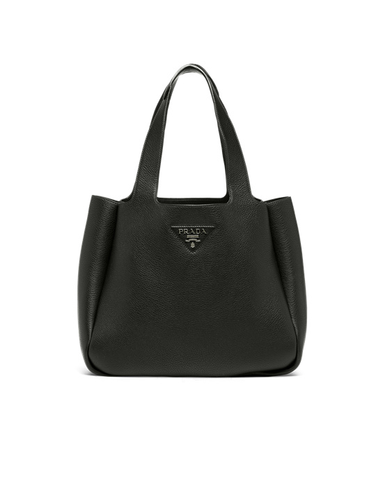 Prada Lær Tote Svarte | OYAJPK617