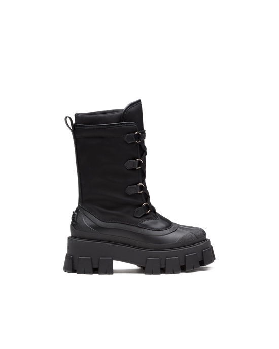 Prada Monolith Lær And Nylon Boots Svarte | 295-ZWUMBR