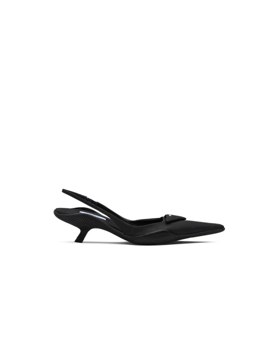 Prada Nylon Gabardine Slingback Pumps Svarte | 076-DMVNHT