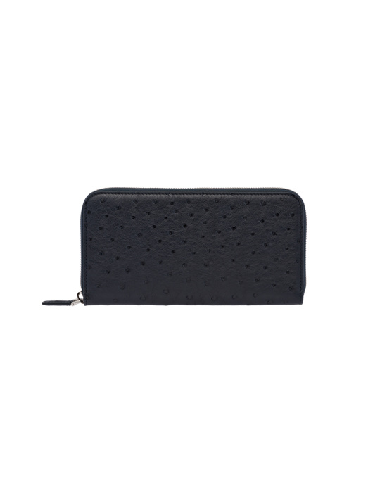 Prada Ostrich Lær Zip Around Wallet Marineblå | JRGSOQ540