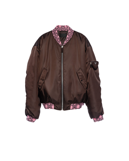 Prada Oversized Re-nylon And Knit Bomber Jacket Mørke Brune | 230-PIWEGN