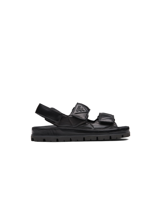 Prada Padded Nappa Lær Sandals Svarte | 435-OJZCXY