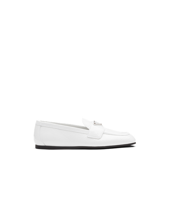 Prada Patent Lær Loafers Hvite | 691-DOMQHN