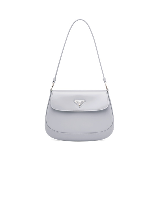 Prada Prada Cleo Brushed Lær Shoulder Bag With Flap Blå | 129-LFEAVN