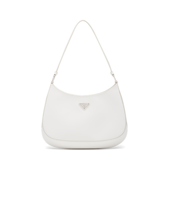 Prada Prada Cleo Brushed Lær Shoulder Bag Hvite | 267-VKIBWF