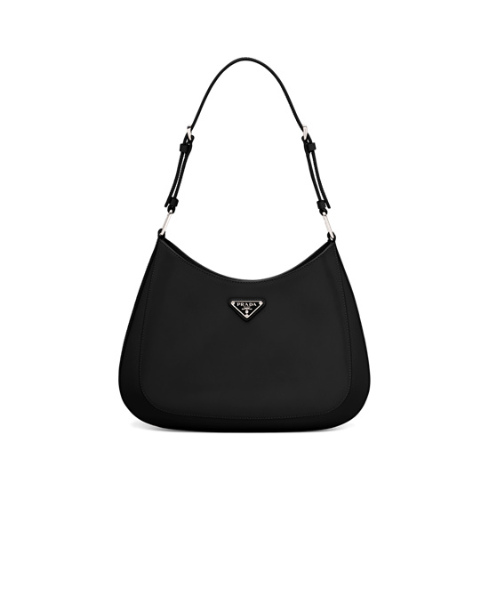 Prada Prada Cleo Brushed Lær Shoulder Bag Svarte | 568-EYMDGR