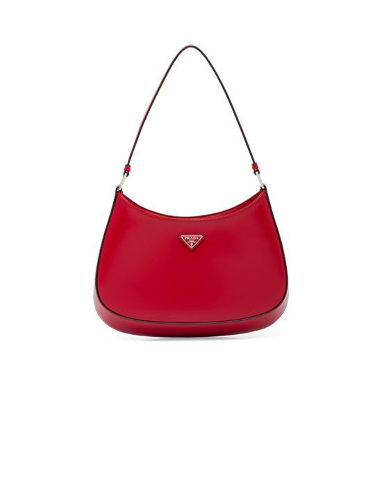 Prada Prada Cleo Brushed Lær Shoulder Bag Scarlet | 827-JQWPKA