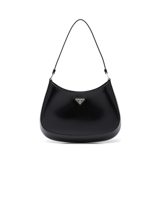 Prada Prada Cleo Brushed Lær Shoulder Bag Svarte | 948-ICOPZY