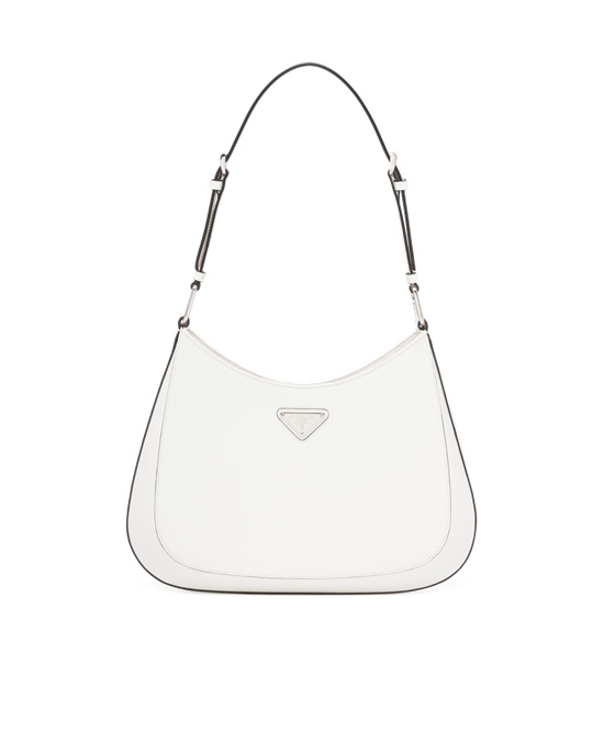 Prada Prada Cleo Brushed Lær Shoulder Bag Hvite | 986-PZMSHA