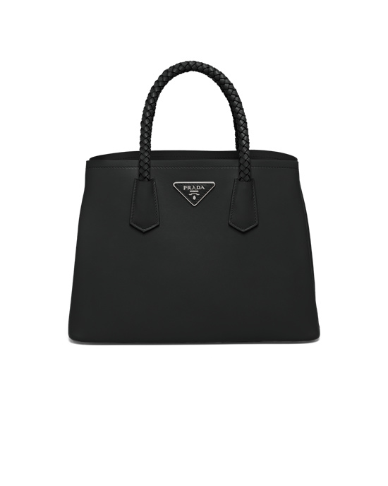 Prada Prada Double Medium Lær Handbag Svarte | EICFWP458