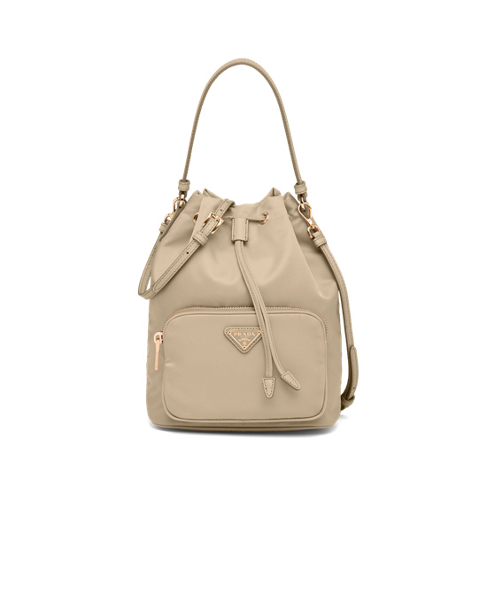 Prada Prada Duet Re-nylon Bucket Shoulder Bag Beige | 706-HZJKVP