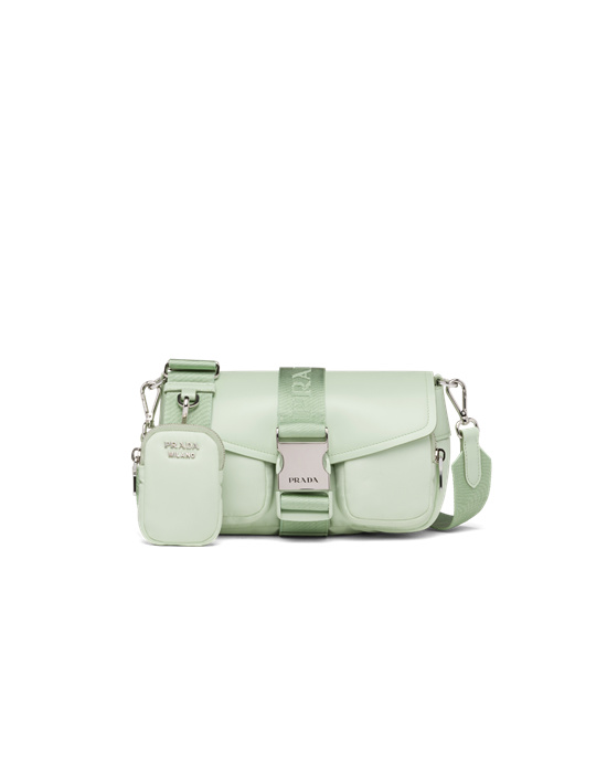 Prada Prada Pocket Nylon And Brushed Lær Bag Aqua | 407-DPIJLG