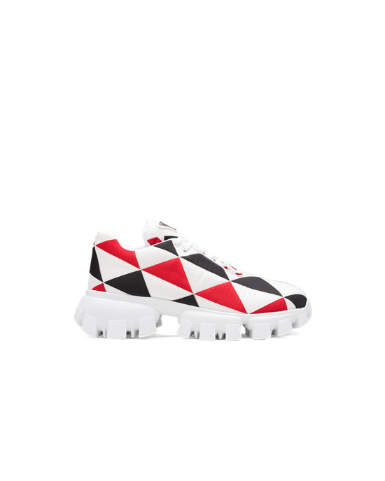 Prada Printed Nylon Sneakers Svarte Rød Hvite | HFUKXN103