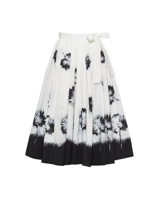 Prada Printed Poplin Skirt Hvite Svarte | VMJALU184