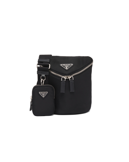 Prada Re-nylon And Lær Shoulder Bag Svarte | 524-NLGEZK