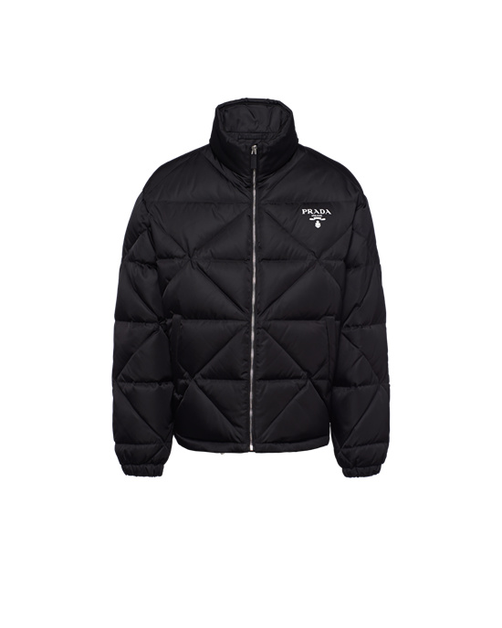 Prada Re-nylon Down Jacket Svarte | 367-DCPZFI