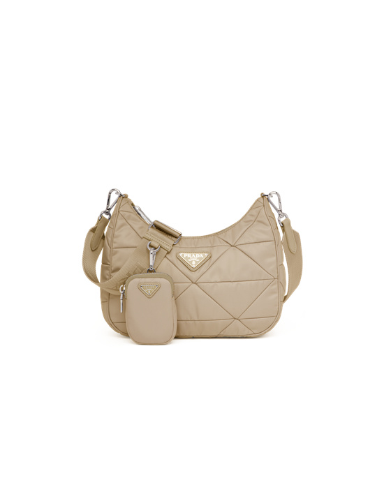 Prada Re-nylon Padded Hobo Bag Beige | 960-PDWFKR