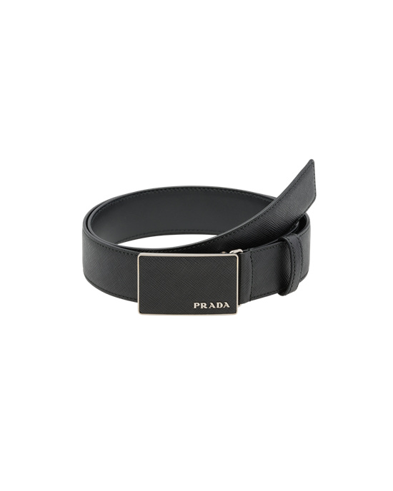 Prada Saffiano Lær Belt Svarte | 076-SZINBV