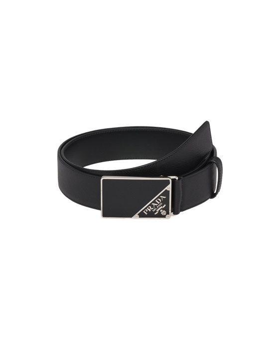 Prada Saffiano Lær Belt Svarte | 140-AWPNEJ