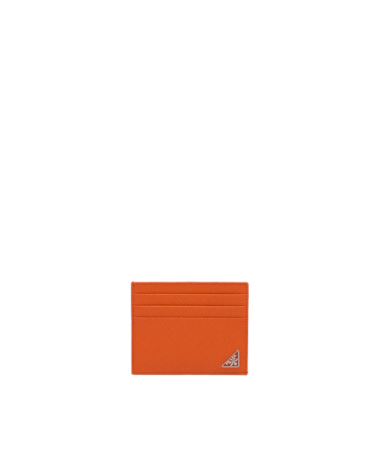 Prada Saffiano Lær Card Holder Papaya | 385-CMSOFD