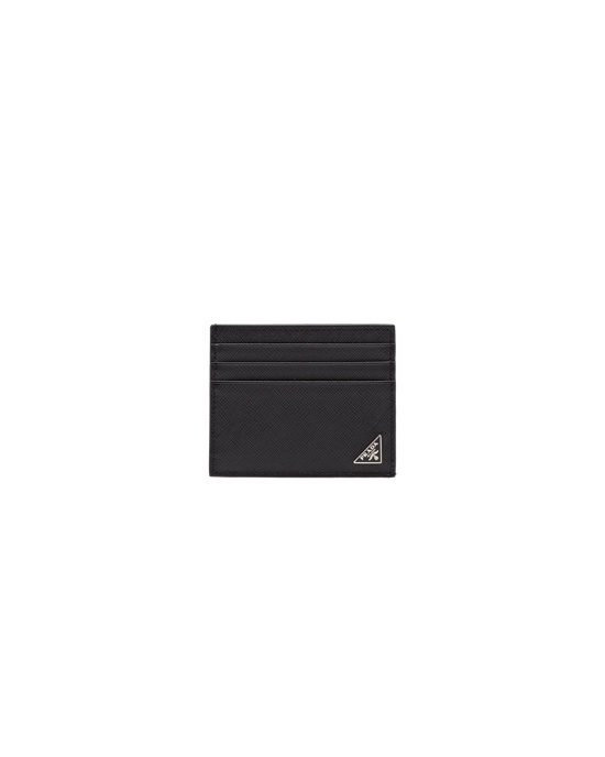 Prada Saffiano Lær Card Holder Svarte | 945-KDVSYZ