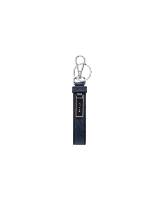 Prada Saffiano Lær Keychain Blå | 714-VTXPEL